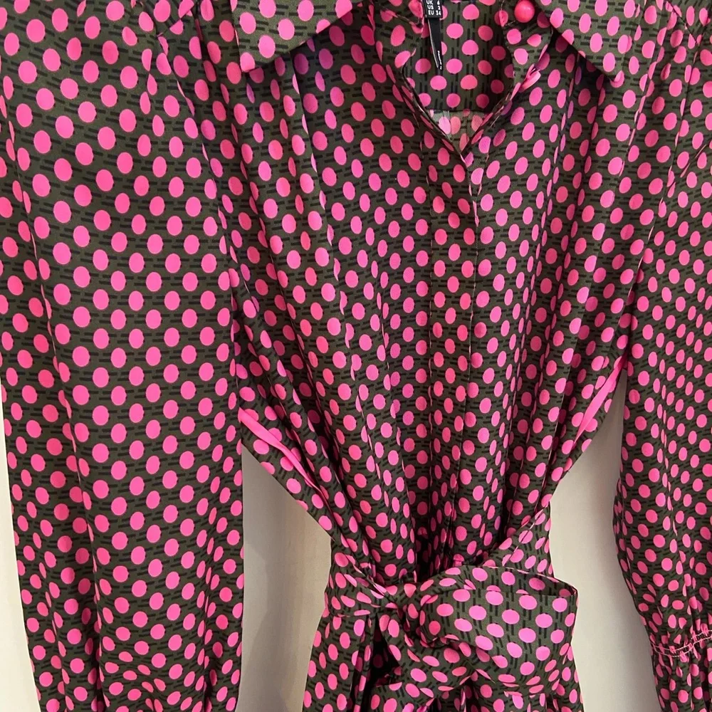 ME+EM, black and pink dots, long sleeve, ruffle, dress, 2 - Picture 6 of 6